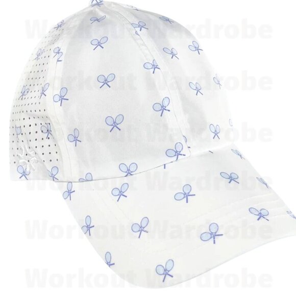 VimHue Women's Tennis Cap Tennis Racquet Print Only (Blue) UPF 50+ - Picture 1 of 2